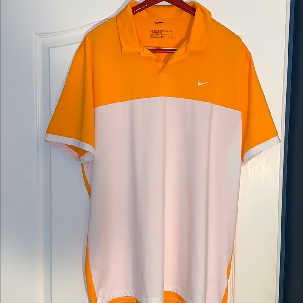 Orange and White Nike Performance Golf Shirt